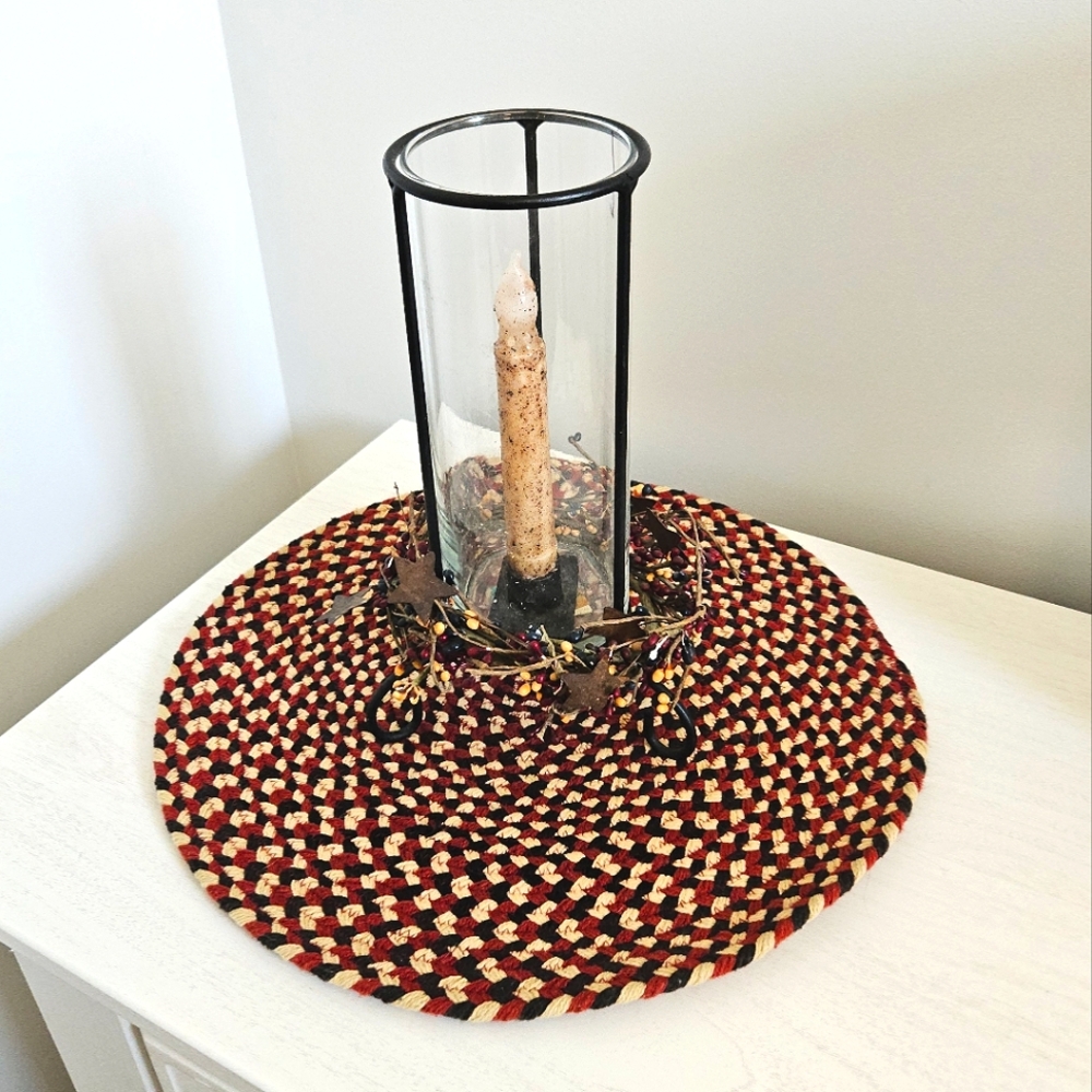 Home Decor: Primitive Farmhouse Rustic Candlestick Holder Glass Jar